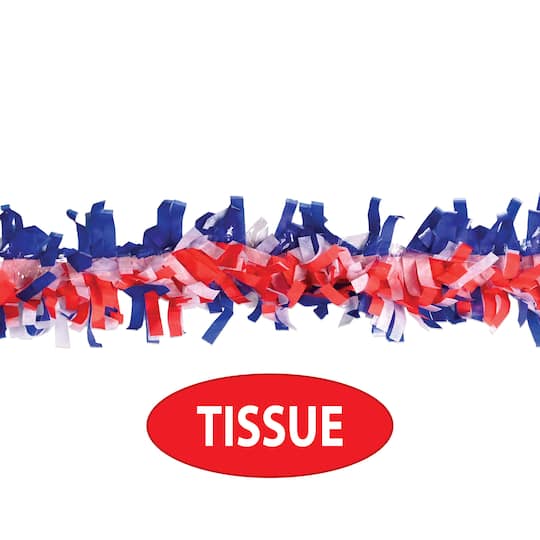 Beistle 25ft. Red, White & Blue Tissue Festooning Garlands, 2ct.